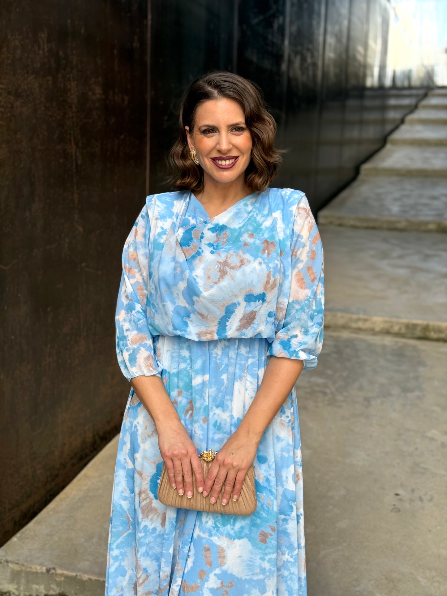 Vestido Mónica Floral Celeste