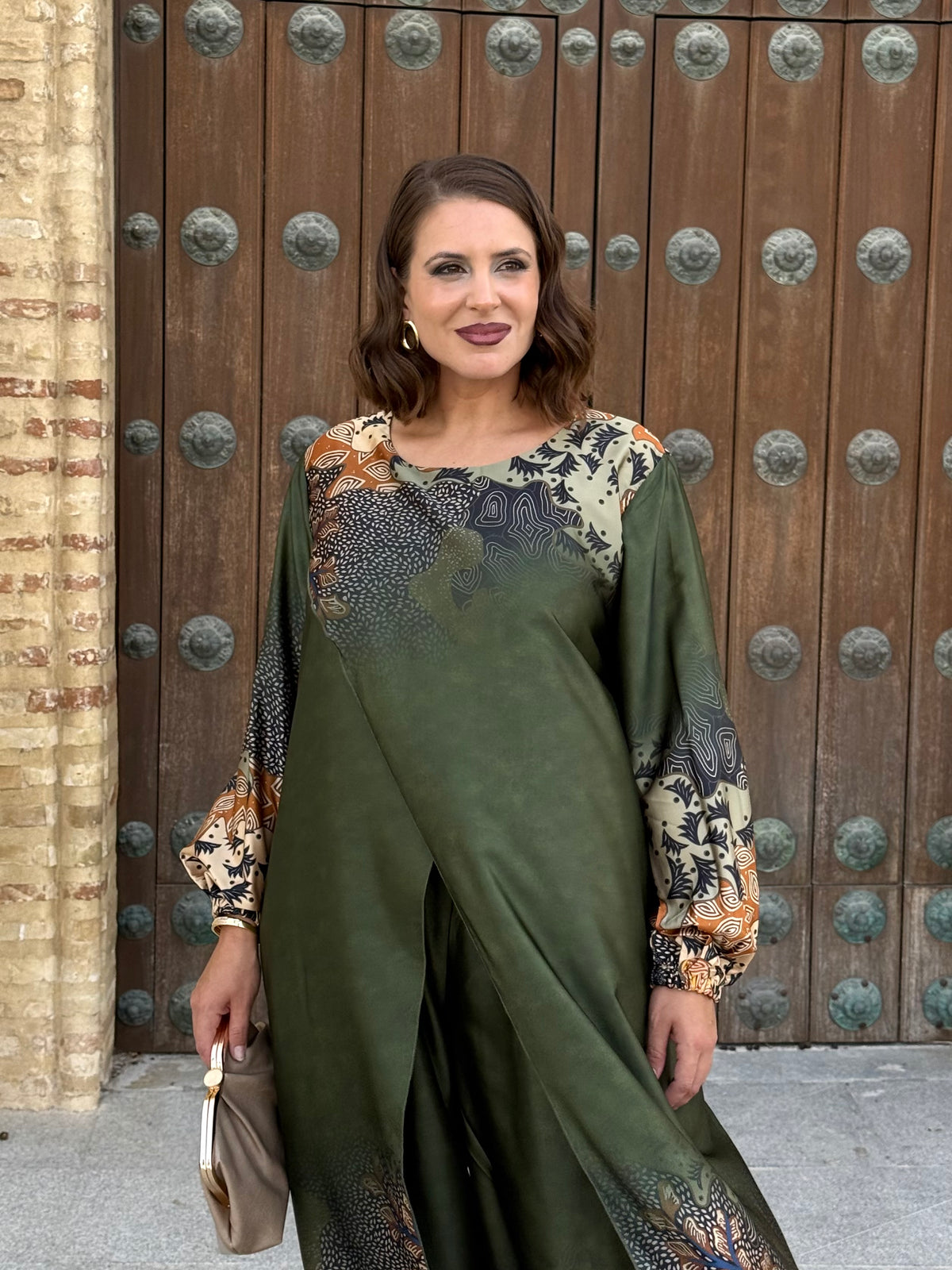 Conjunto Camelia Largo Verde Estampado