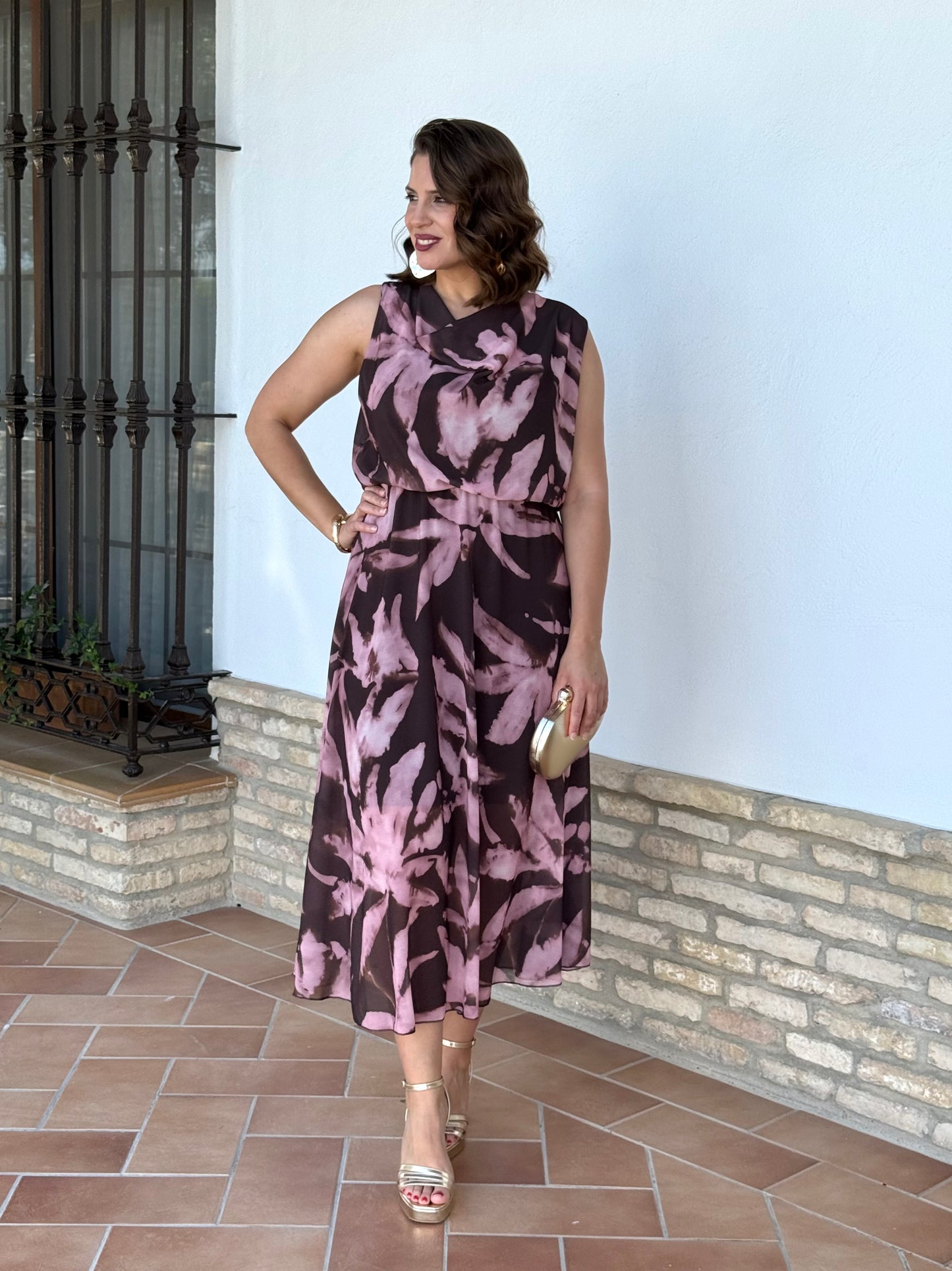 Vestido Miri Rosa/Marrón