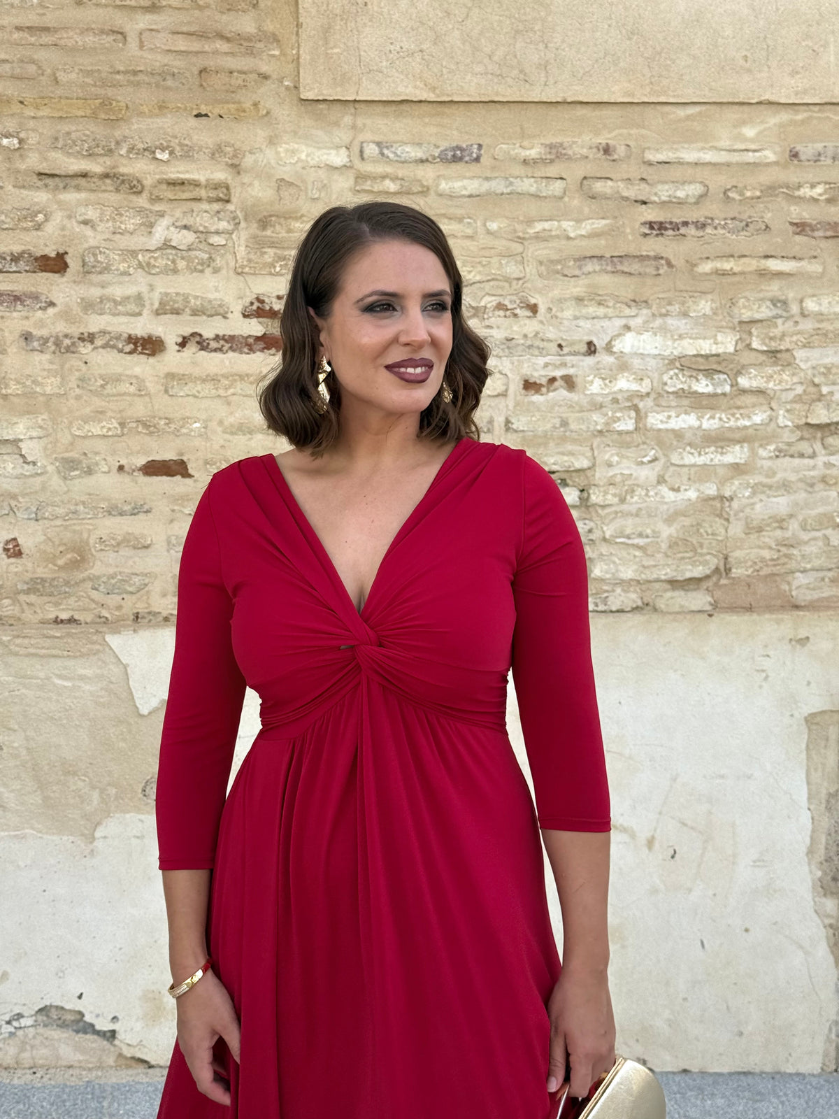 Vestido Zafira Manga Rojo Sangre
