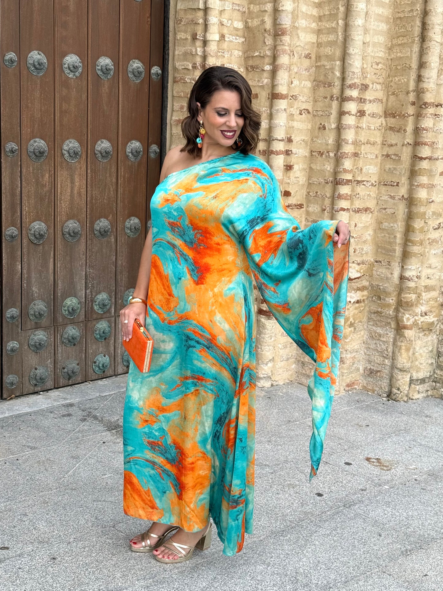 Vestido Casandra Turquesa/Naranja