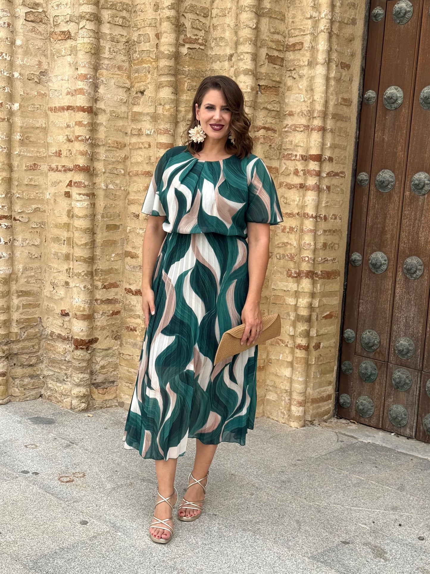 Vestido Niebla Estampado Verde