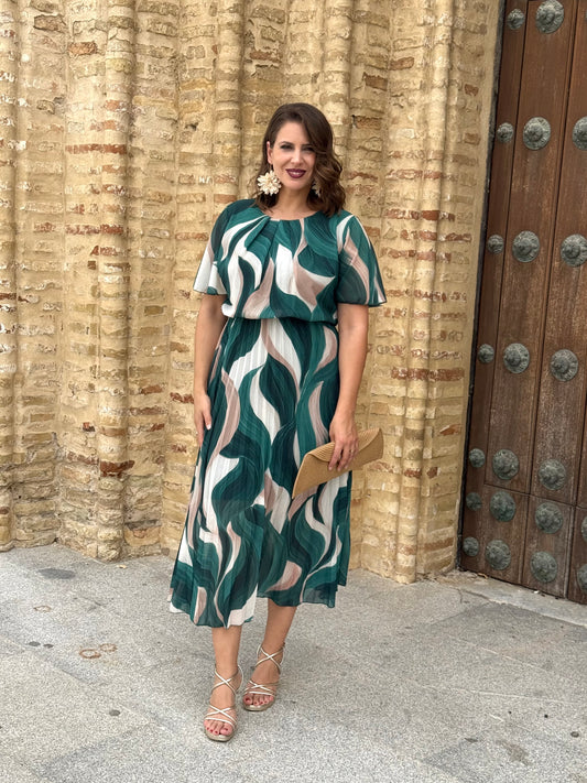 Vestido Niebla Estampado Verde