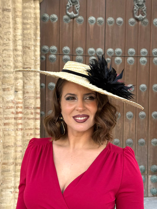 Pamela de invitada con plumas Granate/Negra