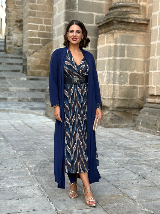 Kimono Punto de Seda Azul Marino