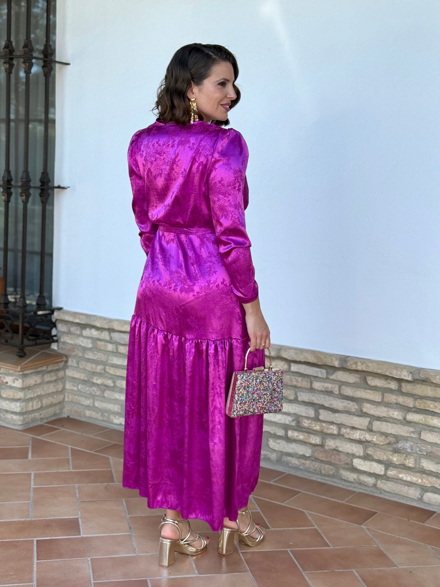 Vestido Jacquard Cruzado Verde kaki