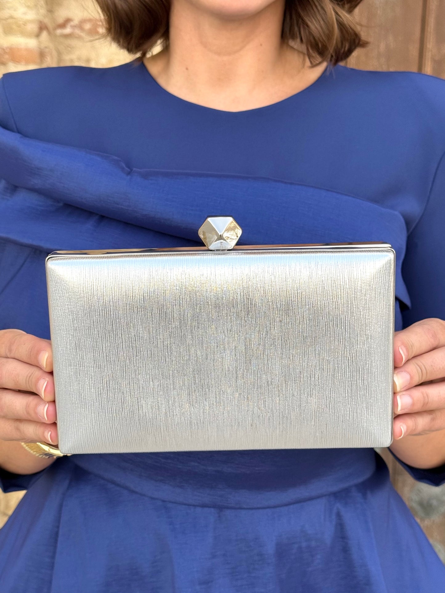 Bolso Clutch Rígido Plata Elegance