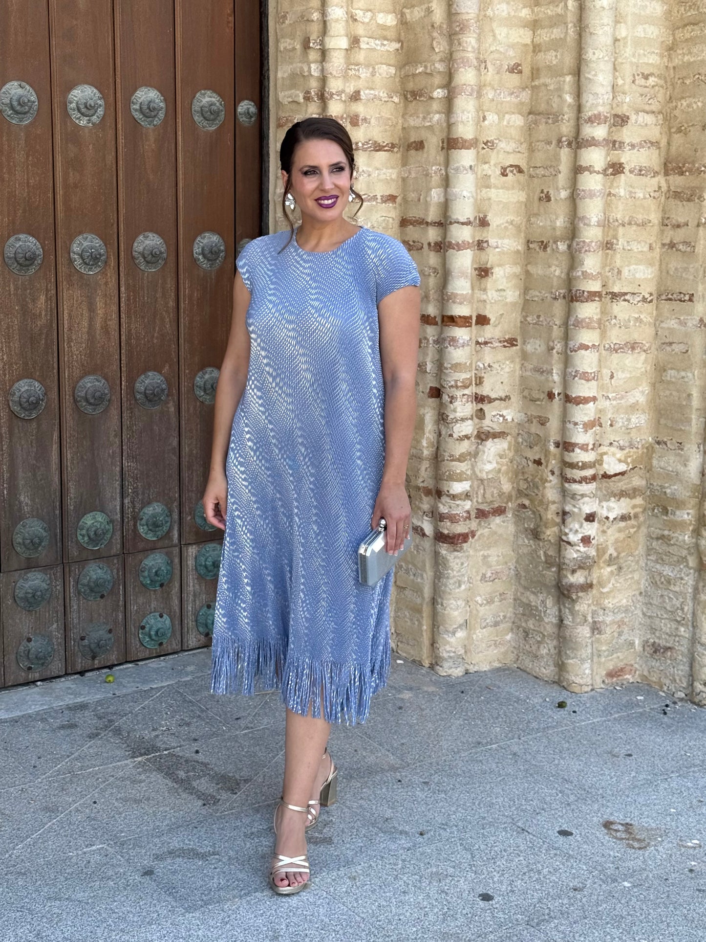 Vestido Gala Celeste/Plata
