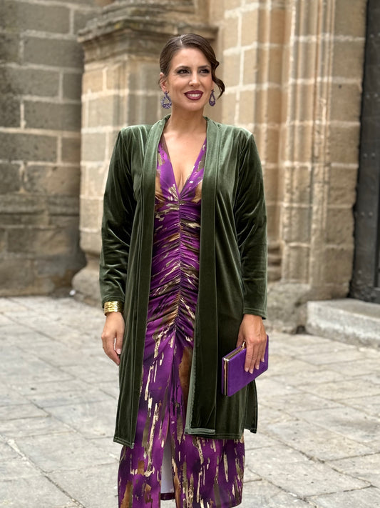 Kimono de Terciopelo Verde Kaki