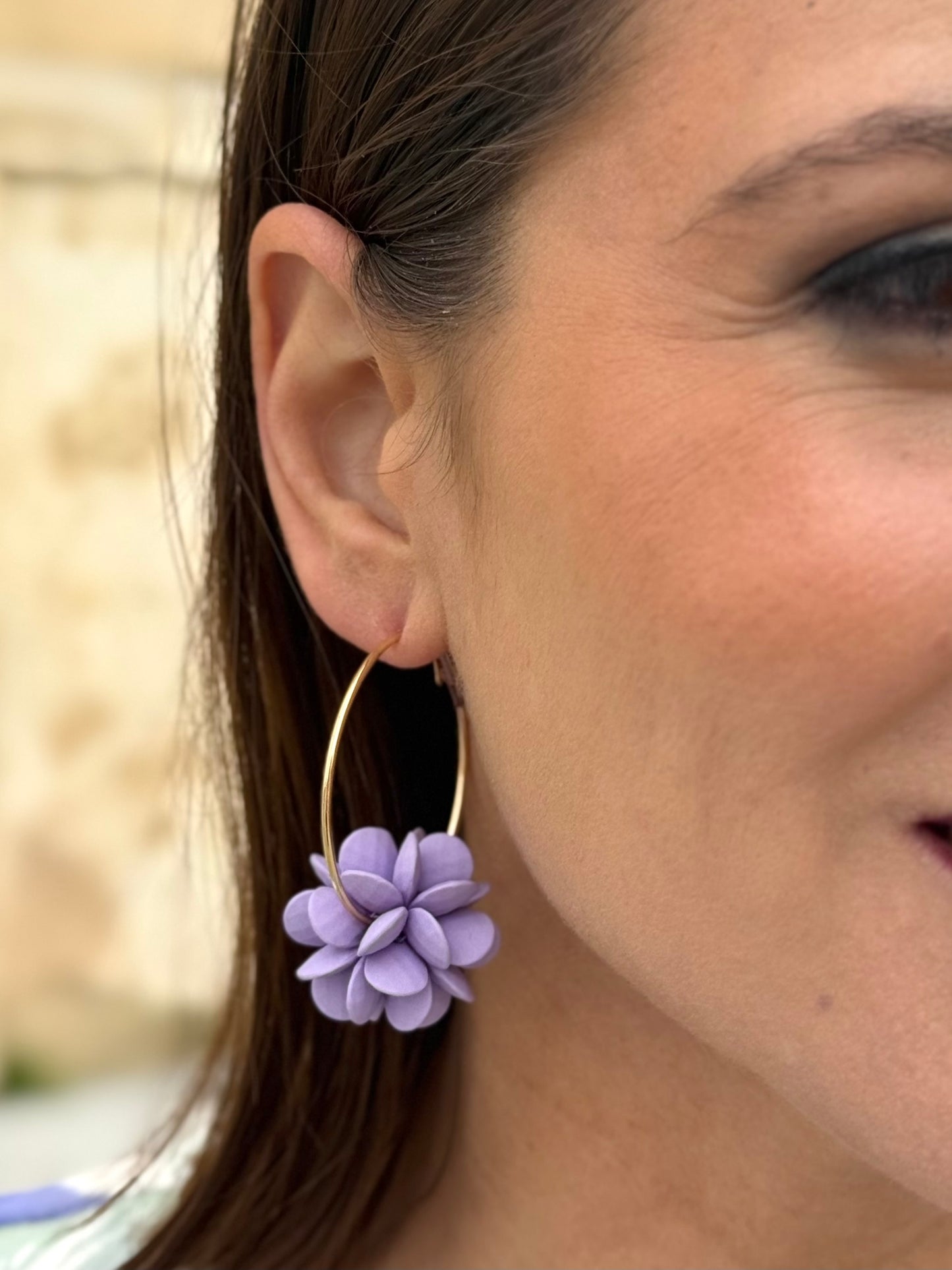 Pendientes Aro Flor Malva