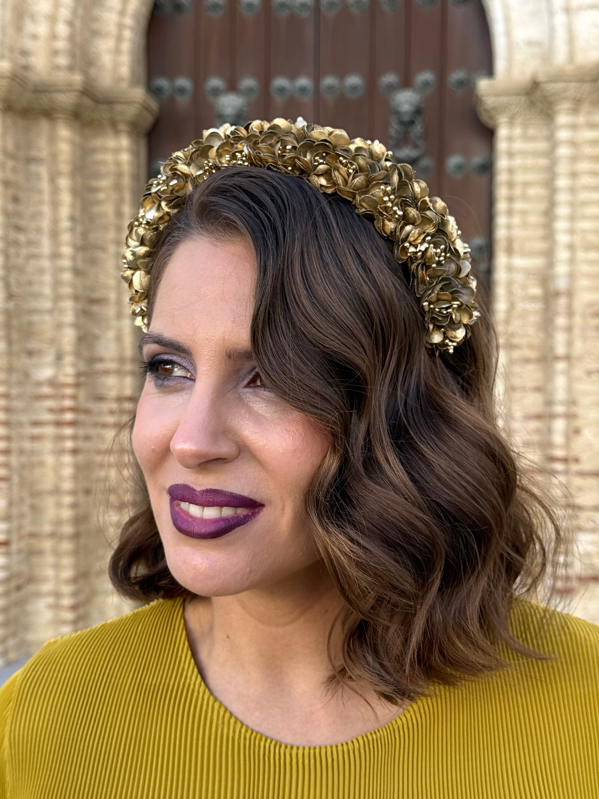Diadema Floral Dorada