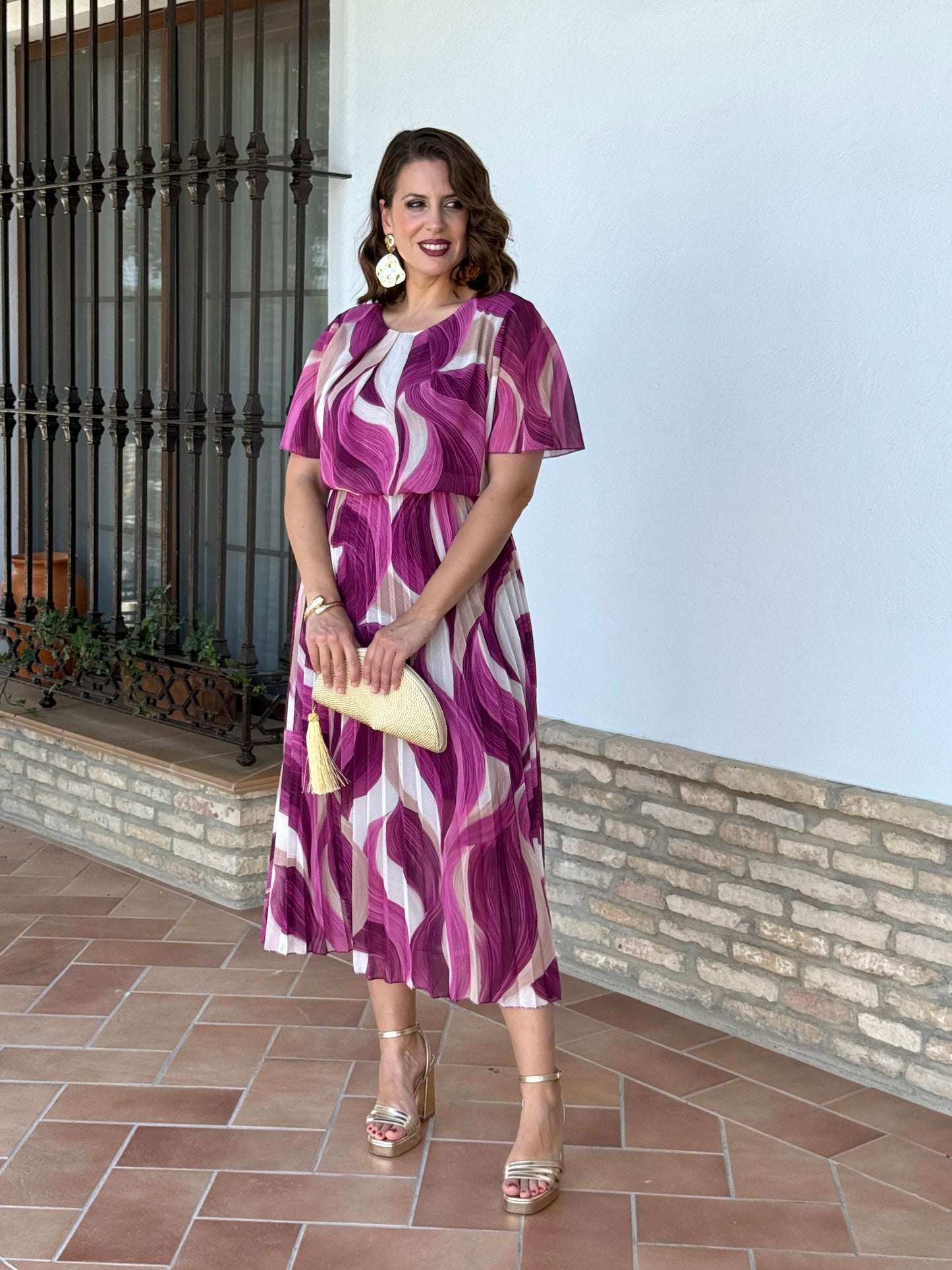 Vestido Niebla Estampado Buganvilla