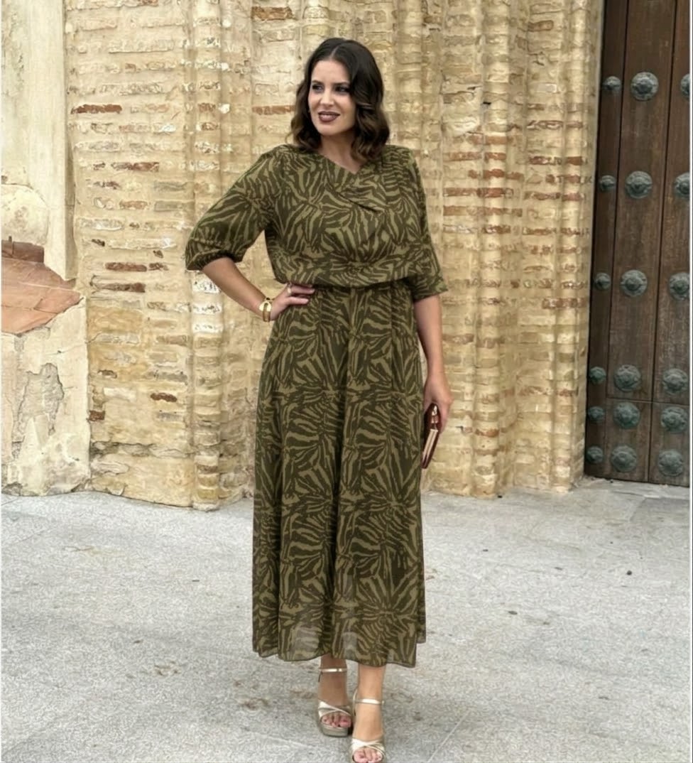 Vestido Miriam Estampado Verde Oliva