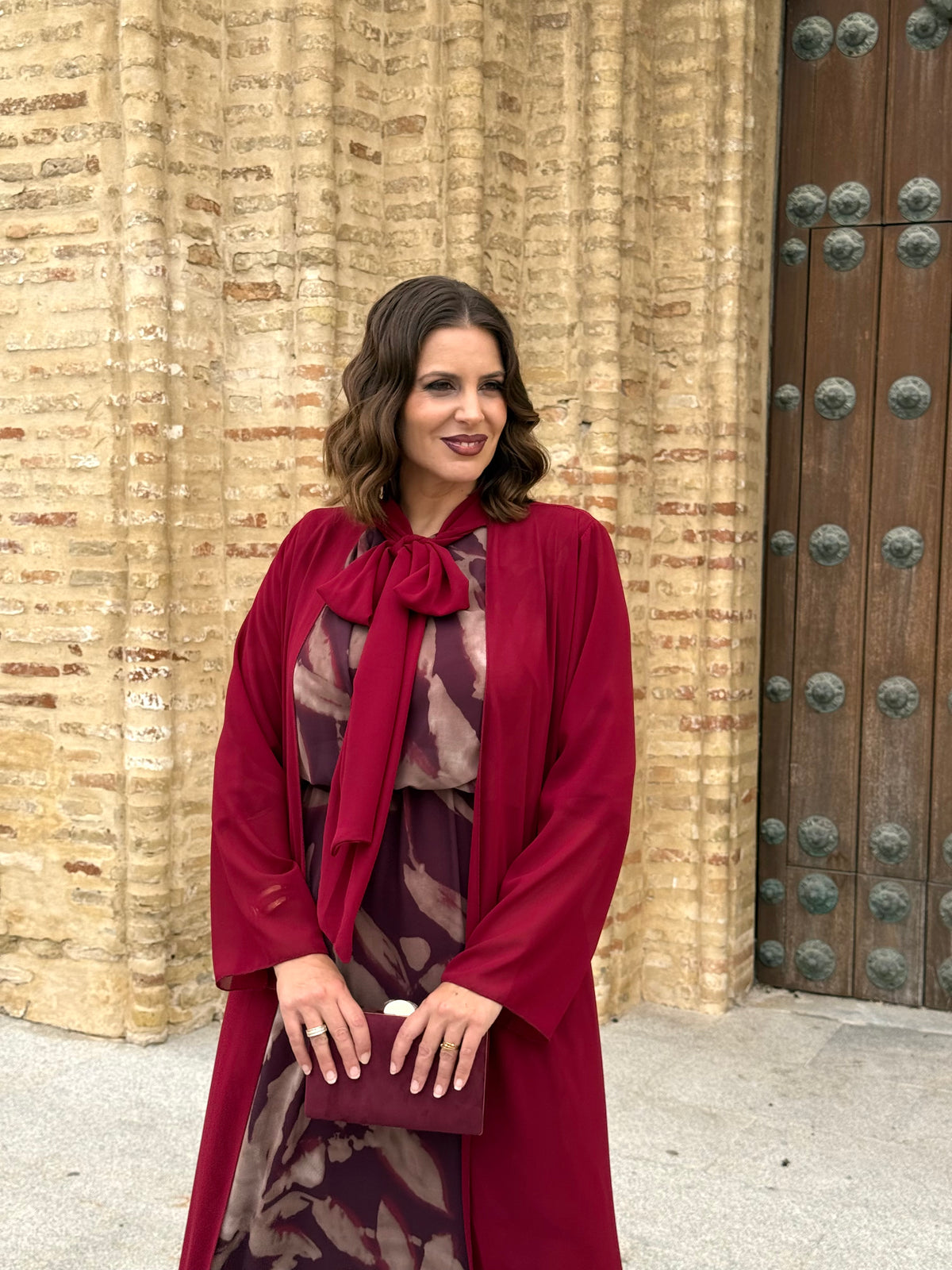 Kimono De Gasa Lazo Burdeos