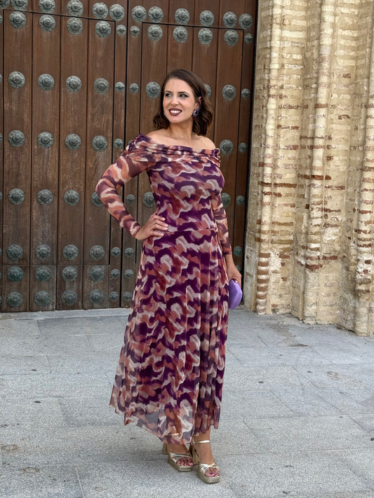 Vestido Amara de tul estampado