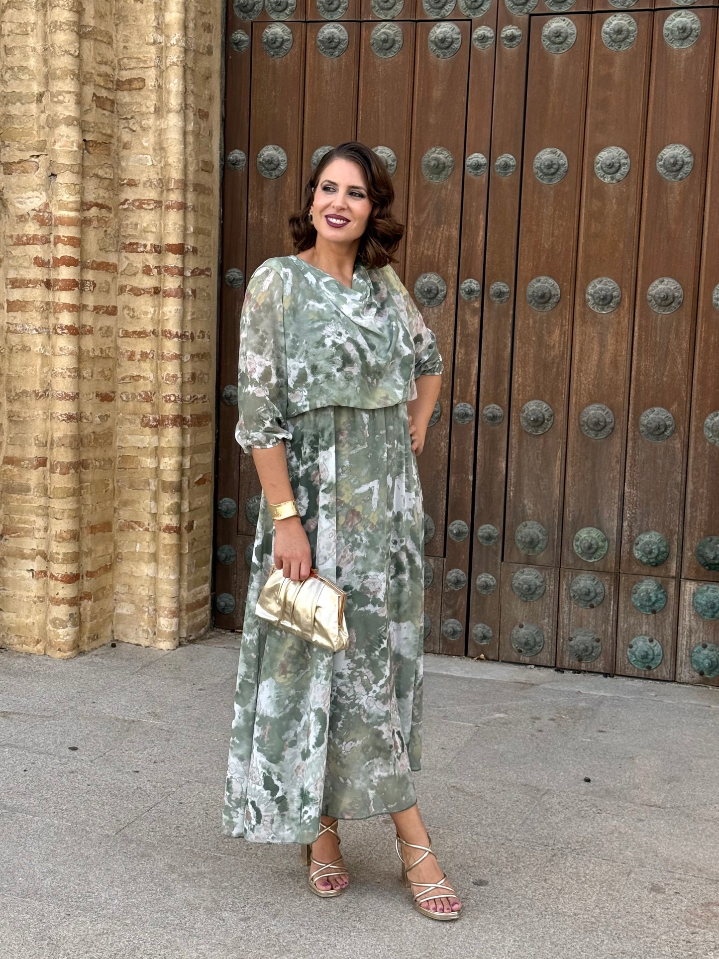 Vestido Mónica Floral Verde kaki