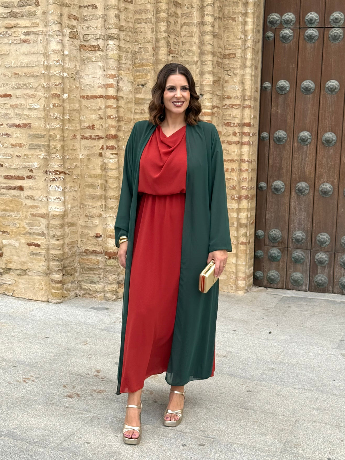 Kimono de Gasa Verde Botella