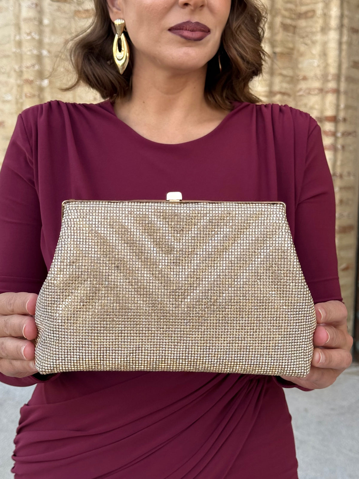 Bolso de fiesta con pedrería Dorado