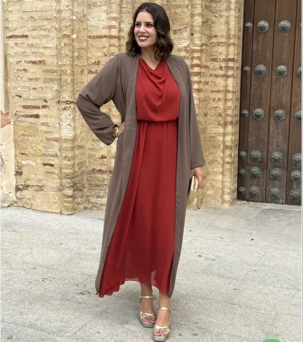 Kimono de gasa Taupe