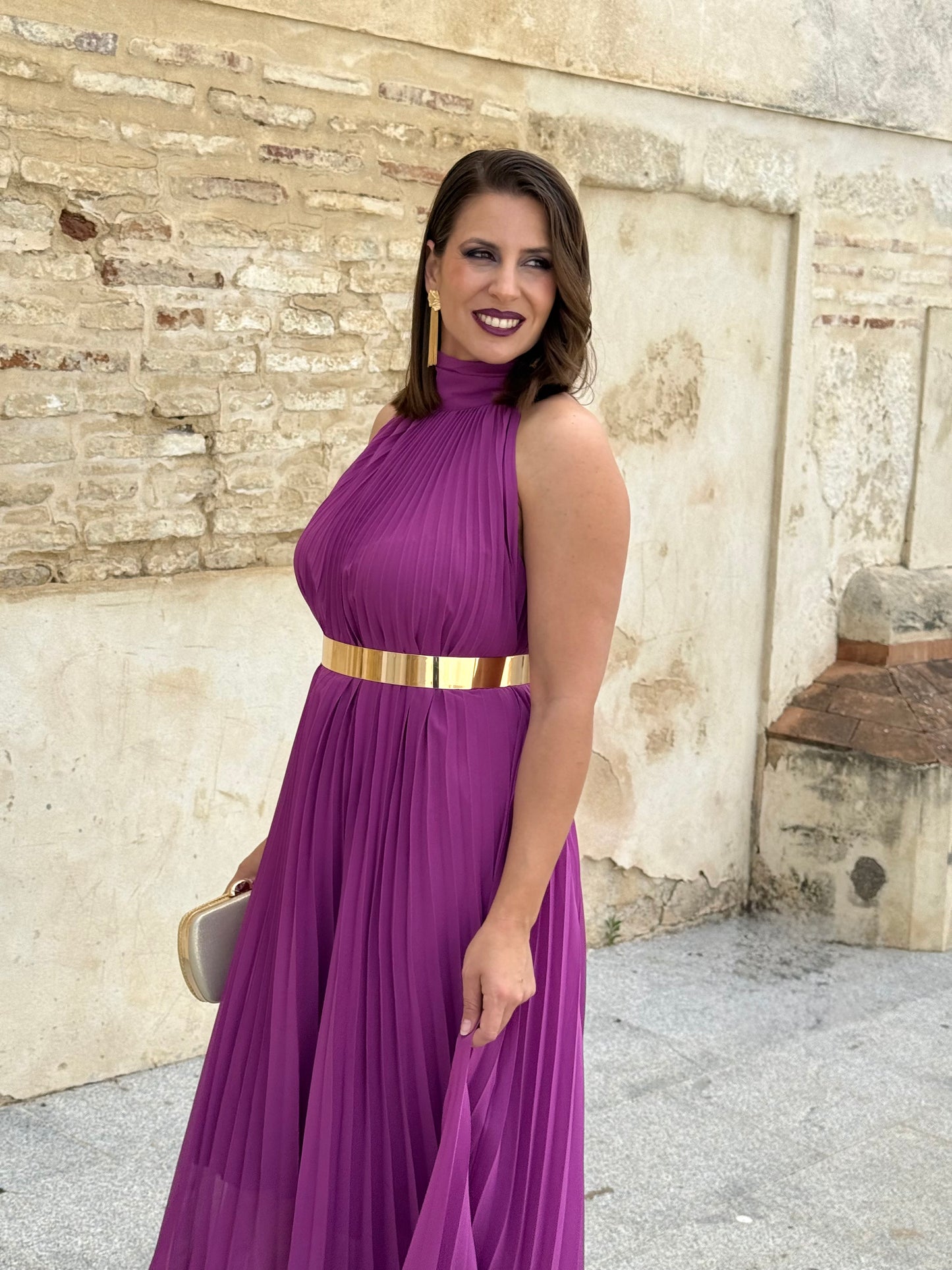 Vestido Grecia Plisado Buganvilla