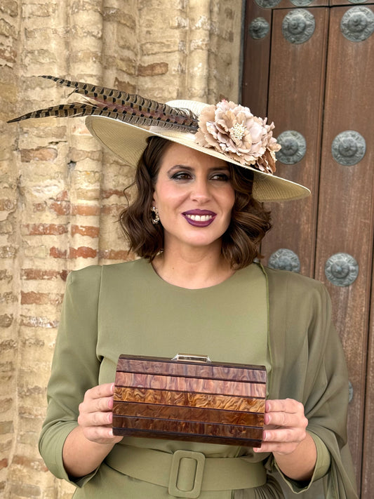 Bolso Clutch Rígido Efecto Mármol Carey