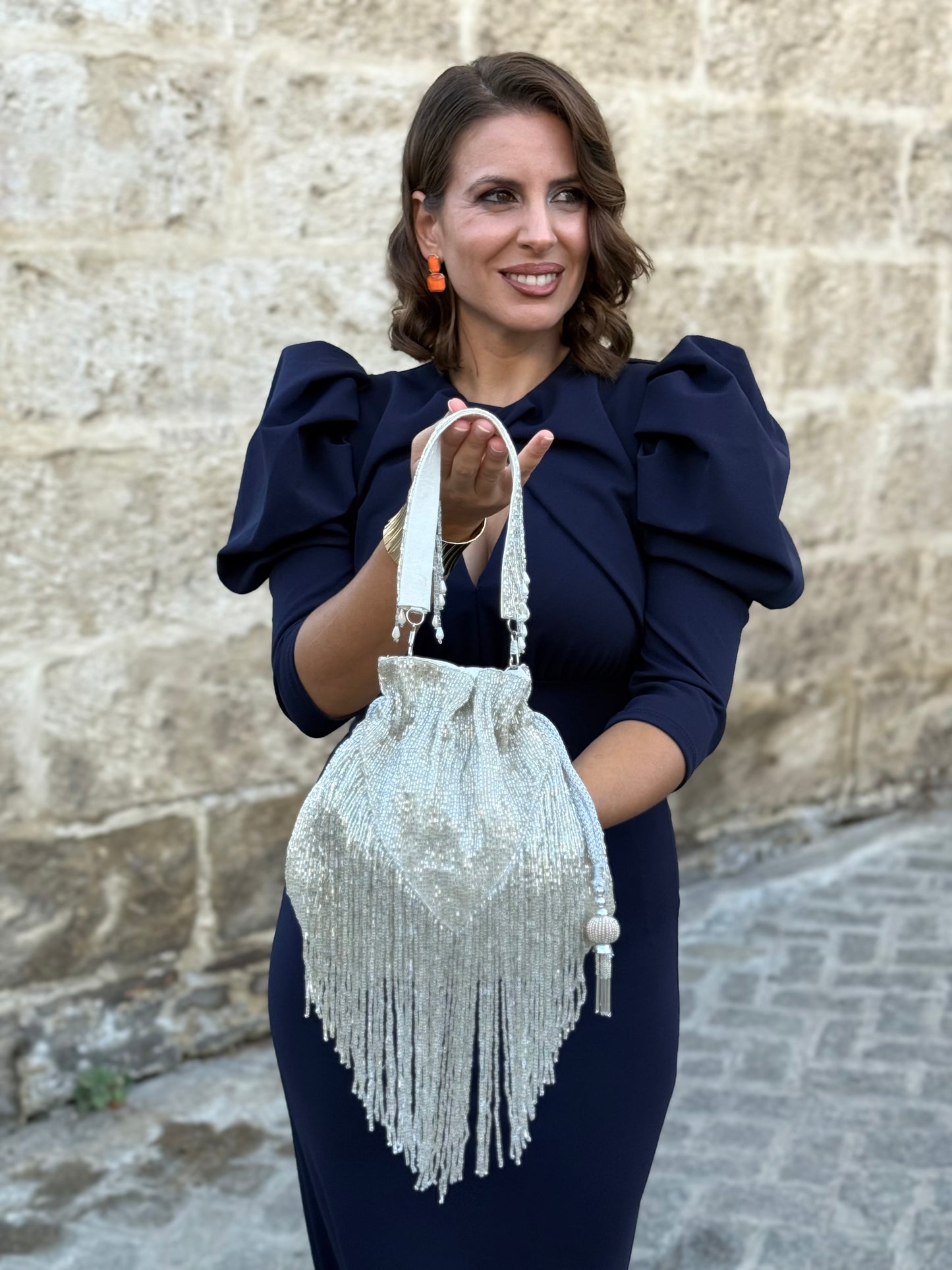 Limosnera Glam Plateada