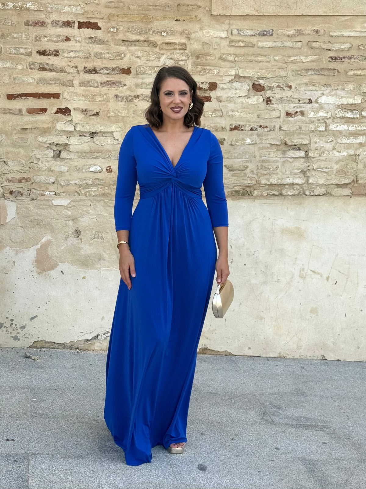 Vestido Zafira Manga Azul Añil