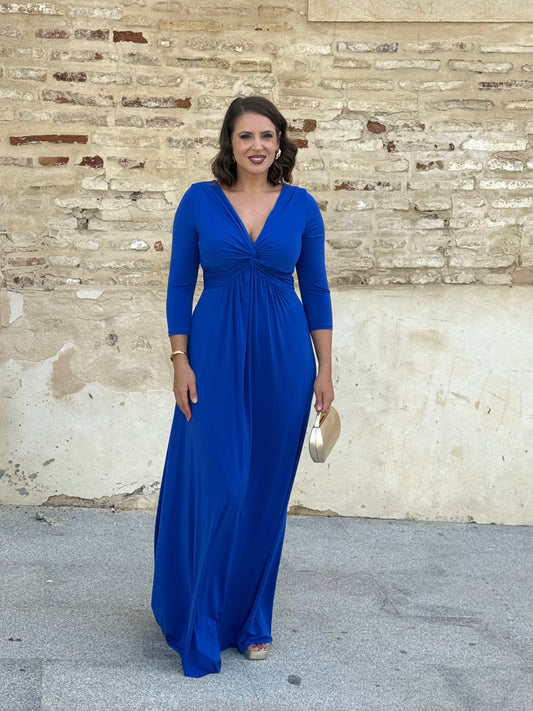 Vestido Zafira Manga Azul Añil