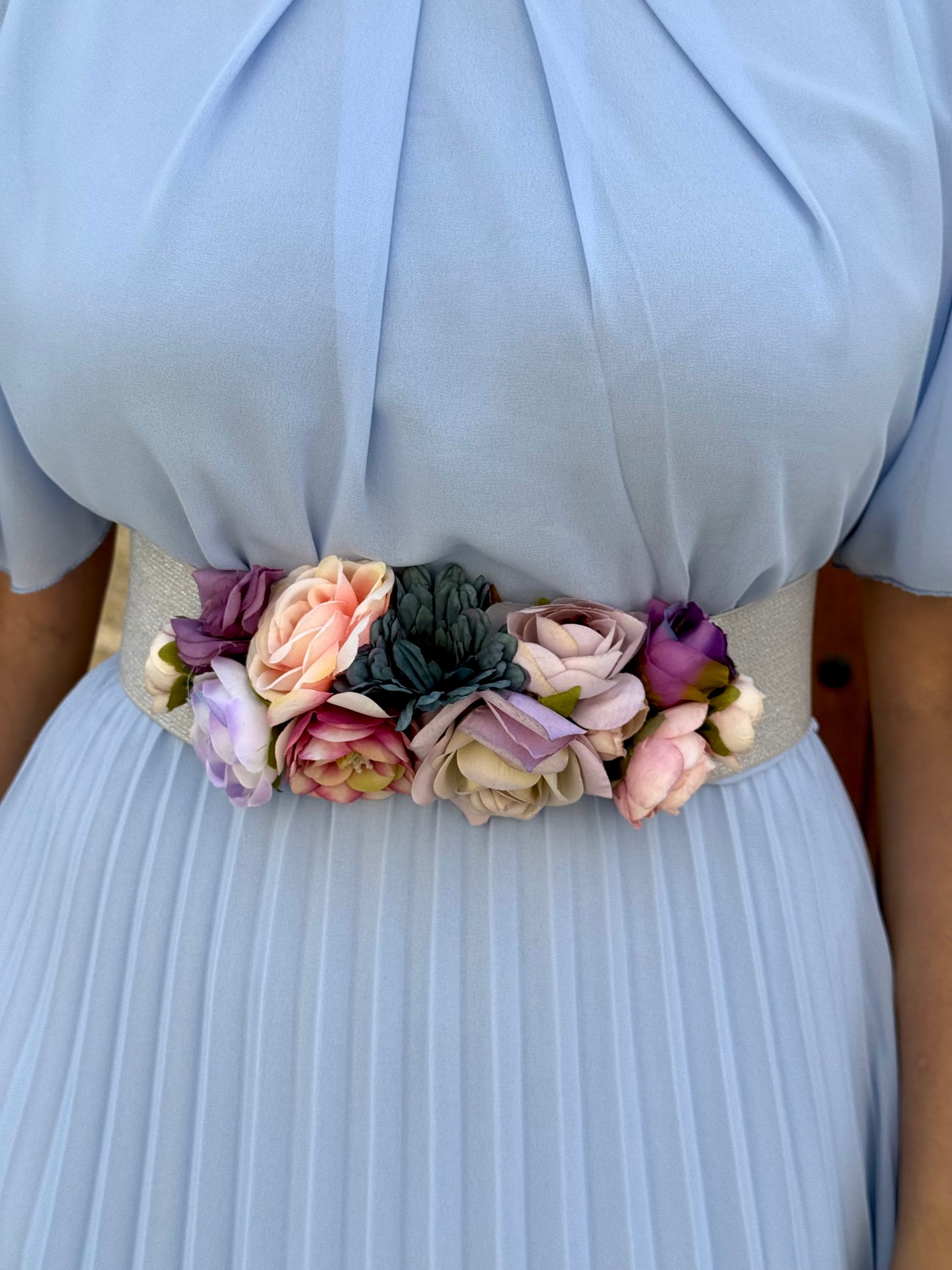 Cinturón Floral Plateado