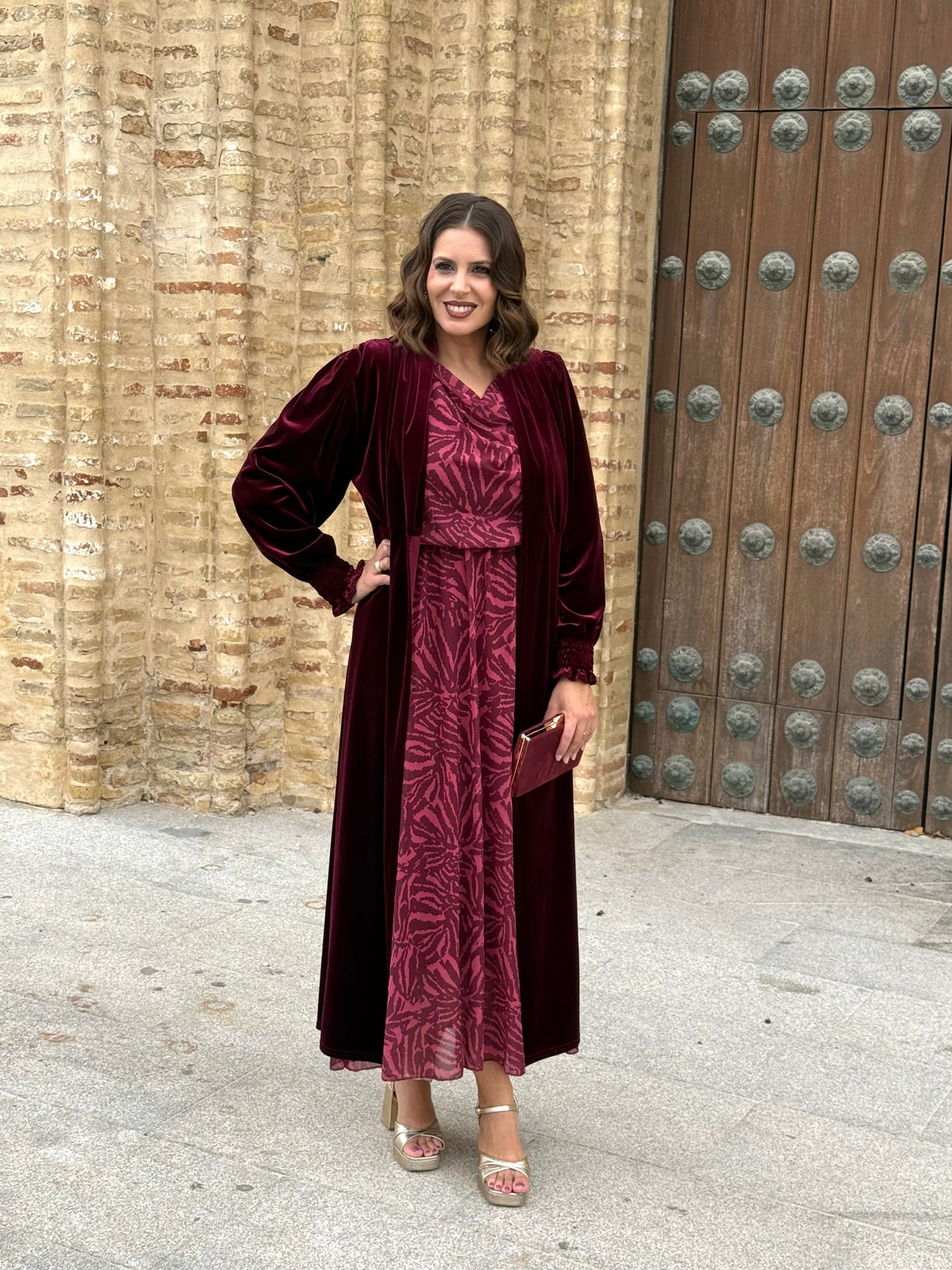 Kimono Karina Terciopelo Burdeos