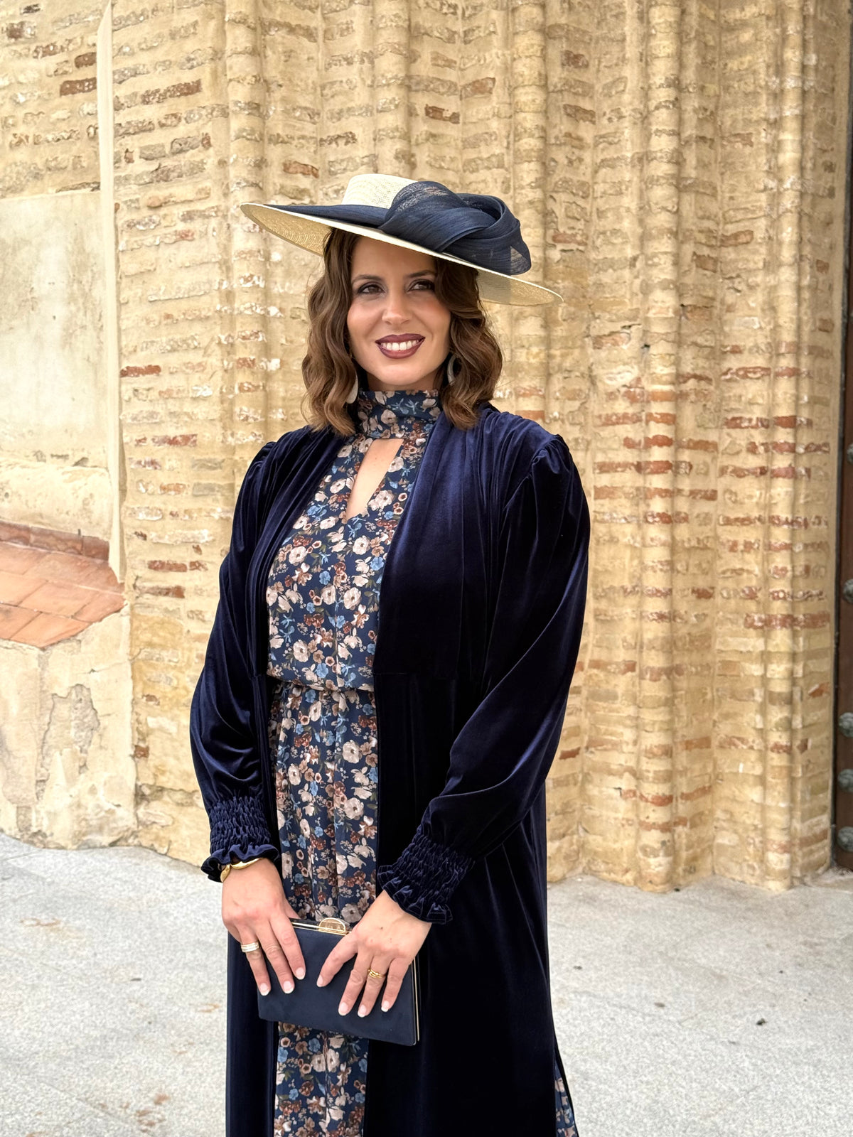 Kimono Karina Terciopelo Azul Marino