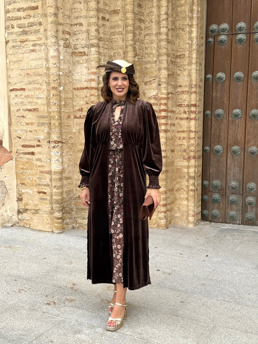 Kimono Karina Terciopelo Marrón