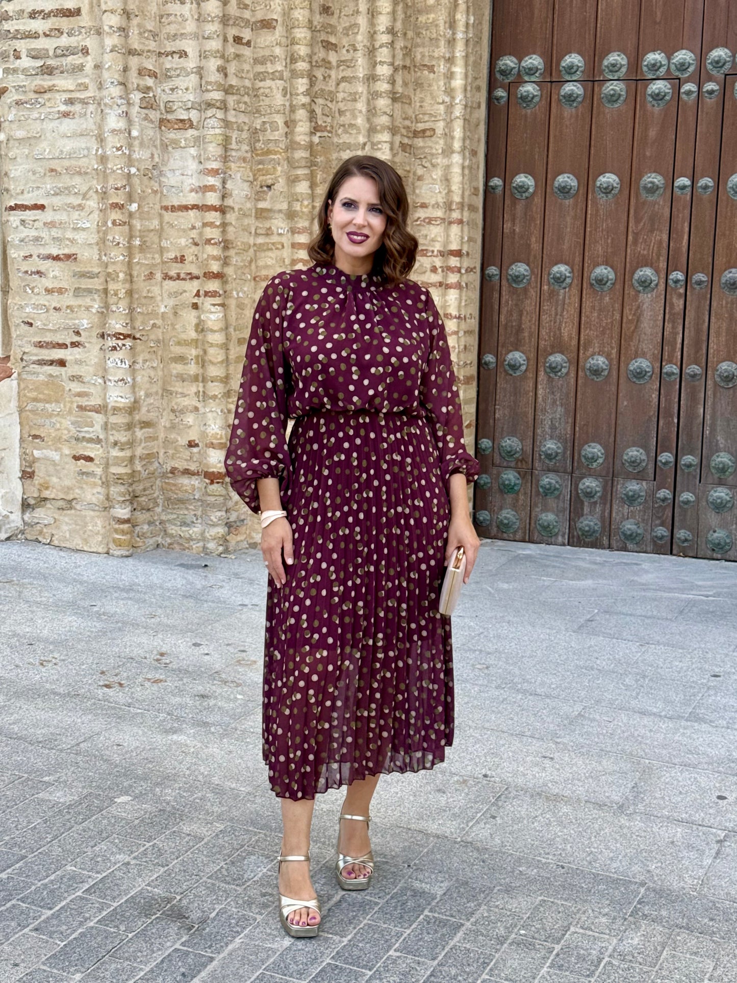 Vestido Julieta Estampado Vino