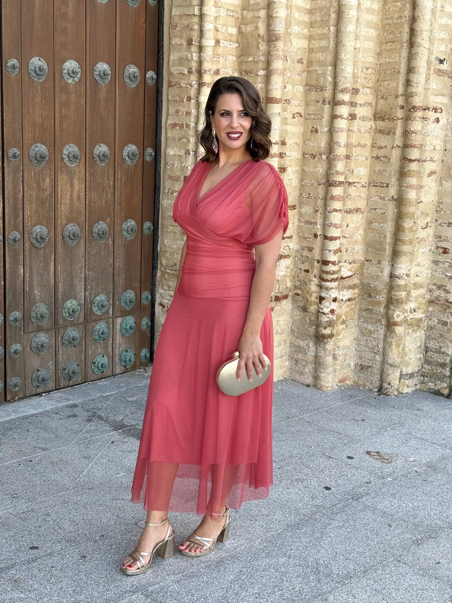 Vestido Graciela M/C Coral