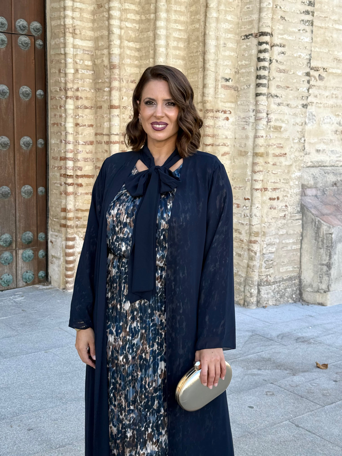 Kimono de Gasa Lazo Azul Marino