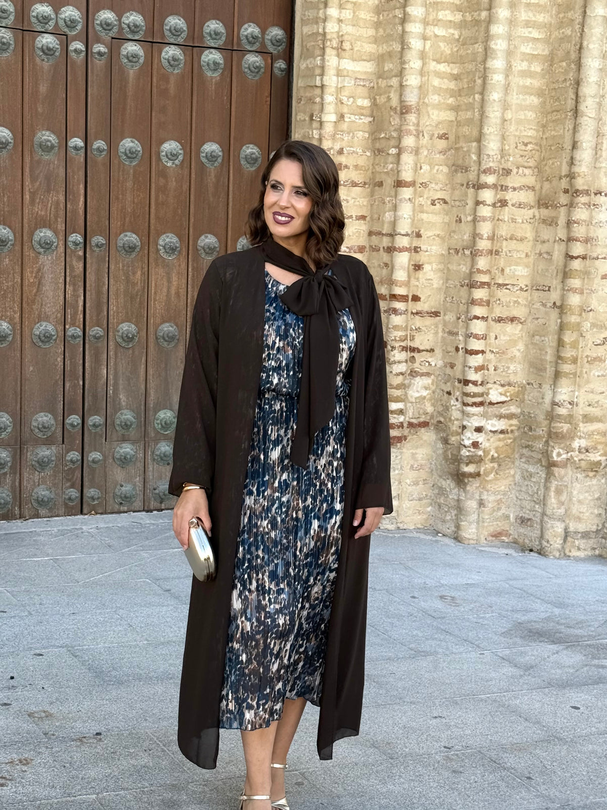 Kimono de Gasa Lazo Marrón