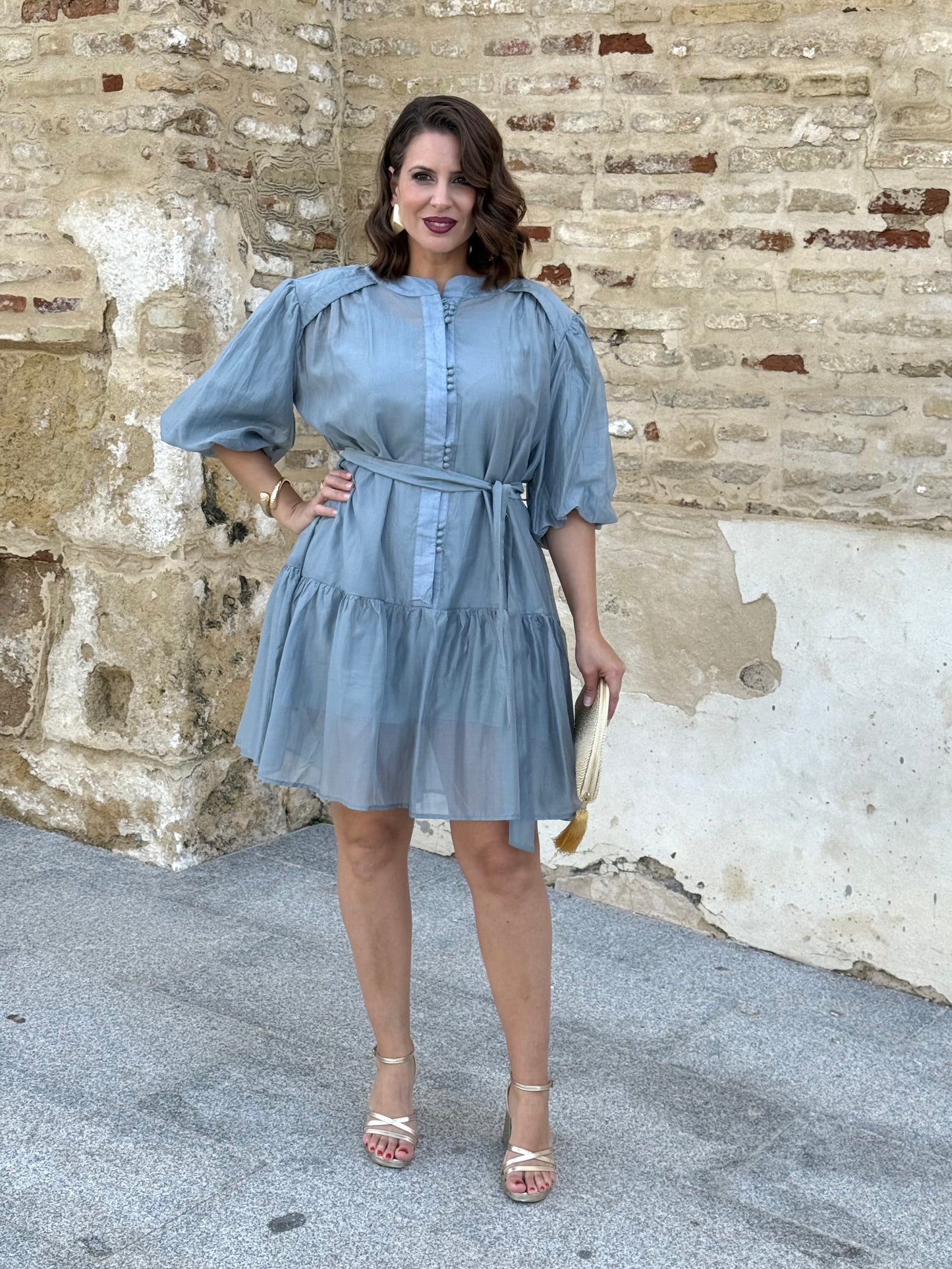 Vestido Mallorca Azul Empolvado