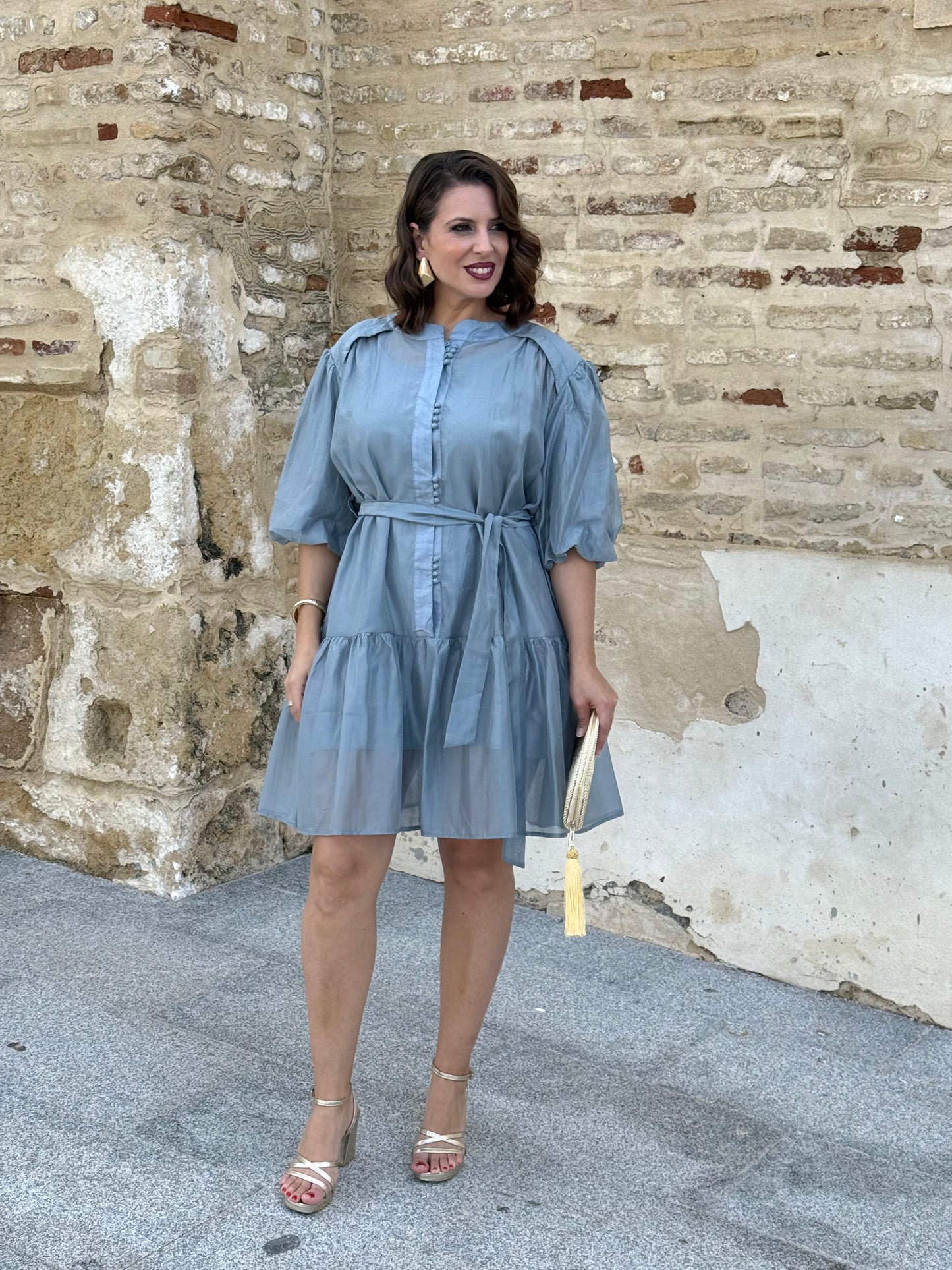 Vestido Mallorca Azul Empolvado