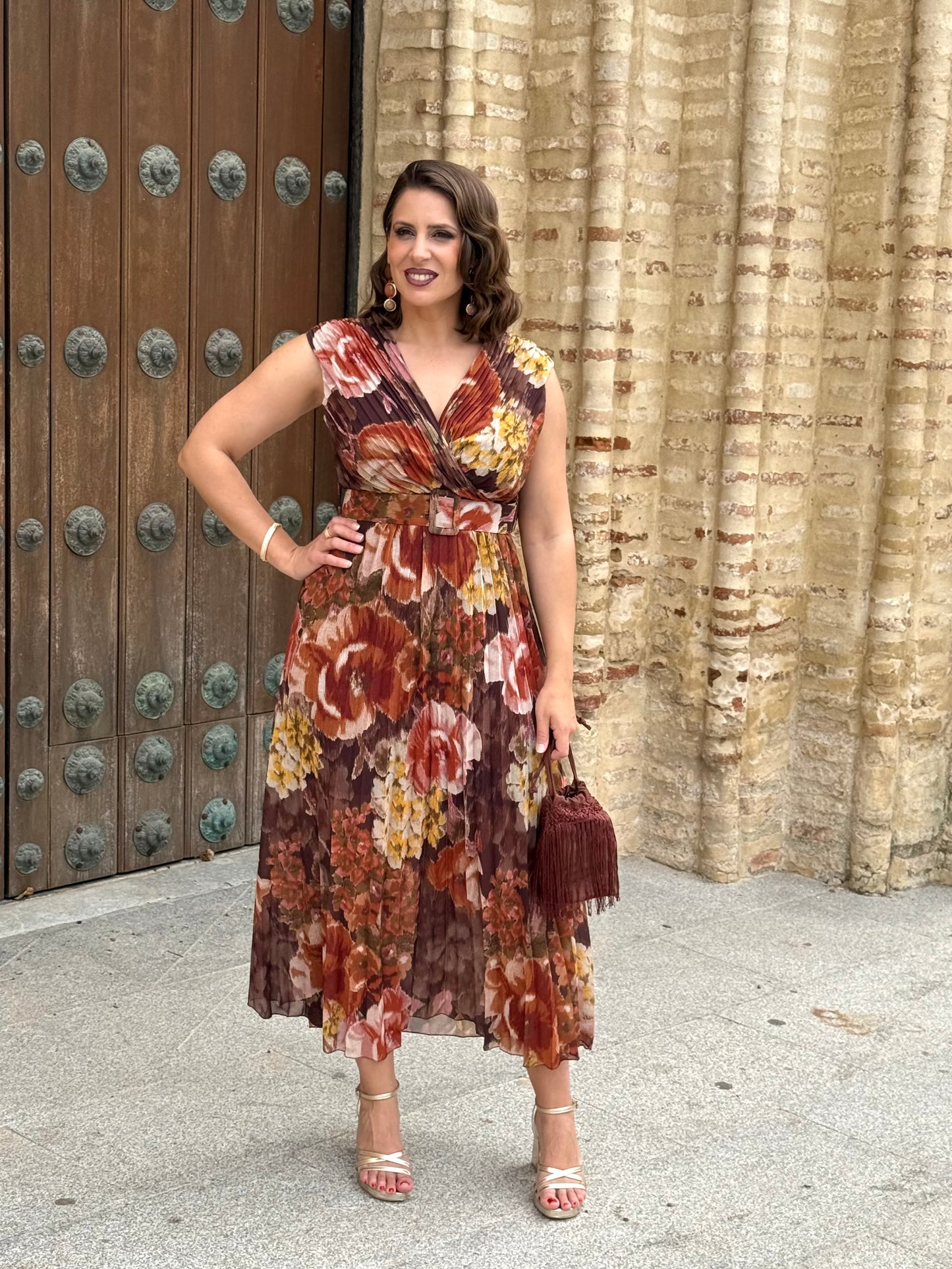 Vestido Amalia Floral Marrón