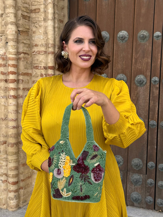 Bolso Artesanal de Pedrería Bordada