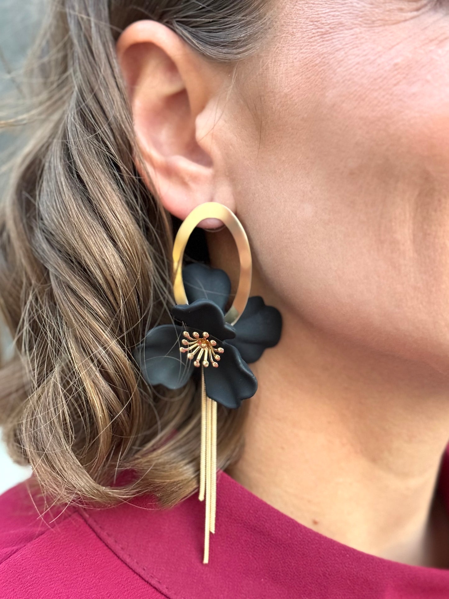 Pendientes Flor Negro