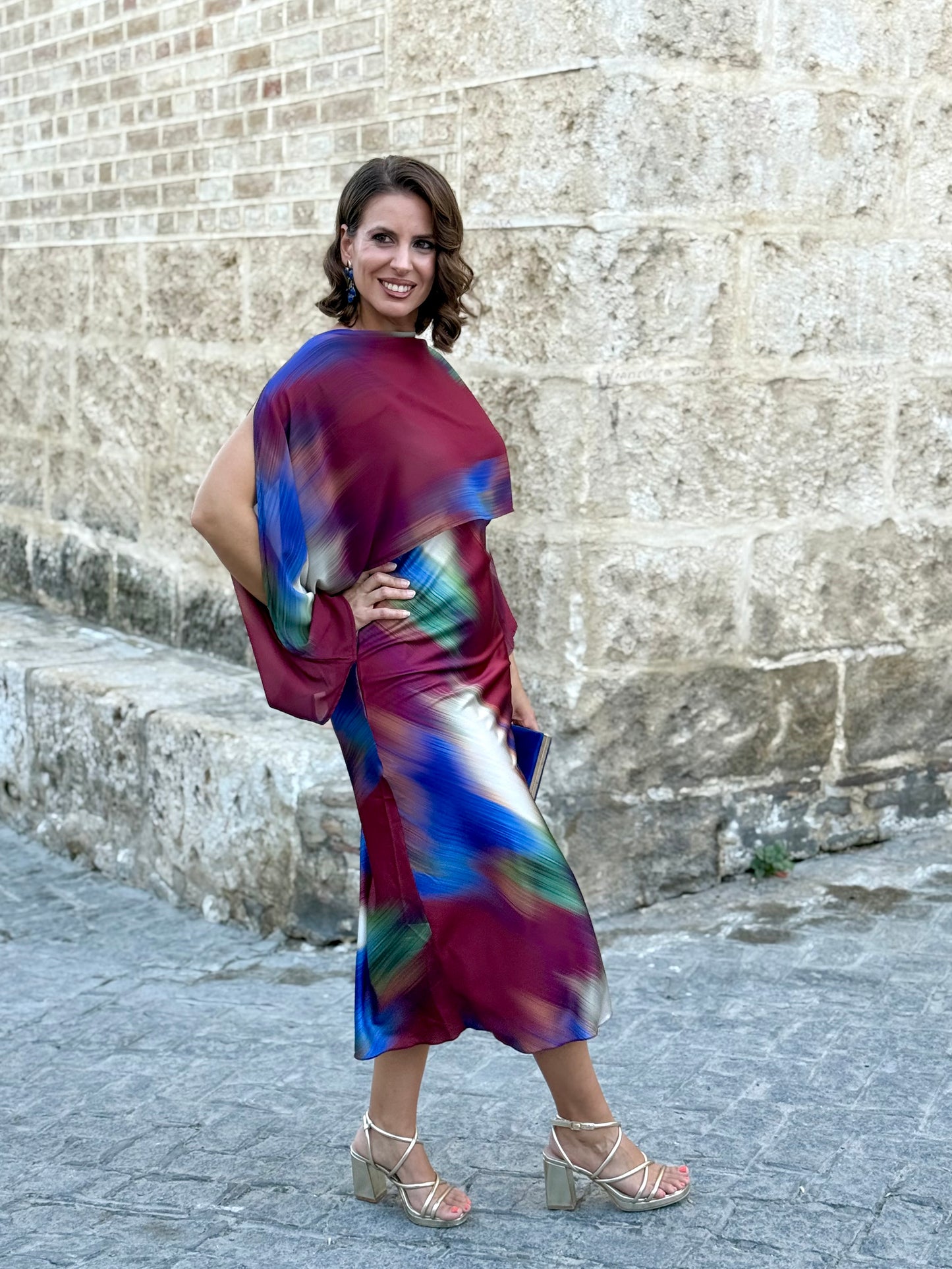 Vestido Acuarela Burdeos