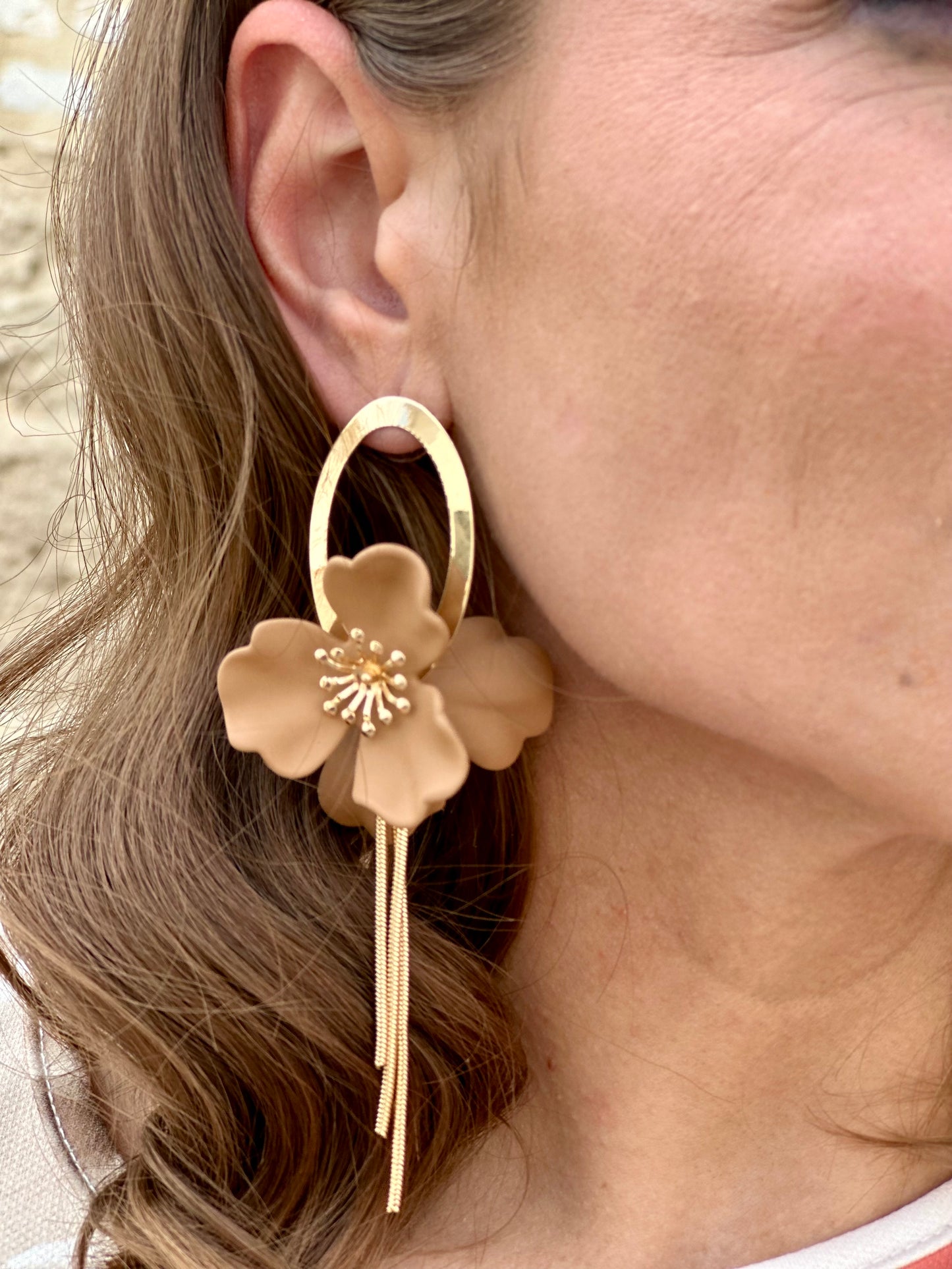Pendientes Flor Camel