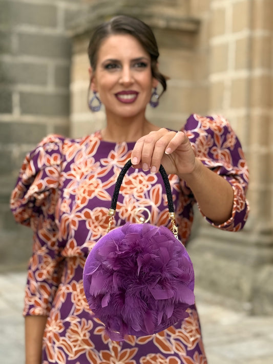 Bolso Amalia Plumas Morado