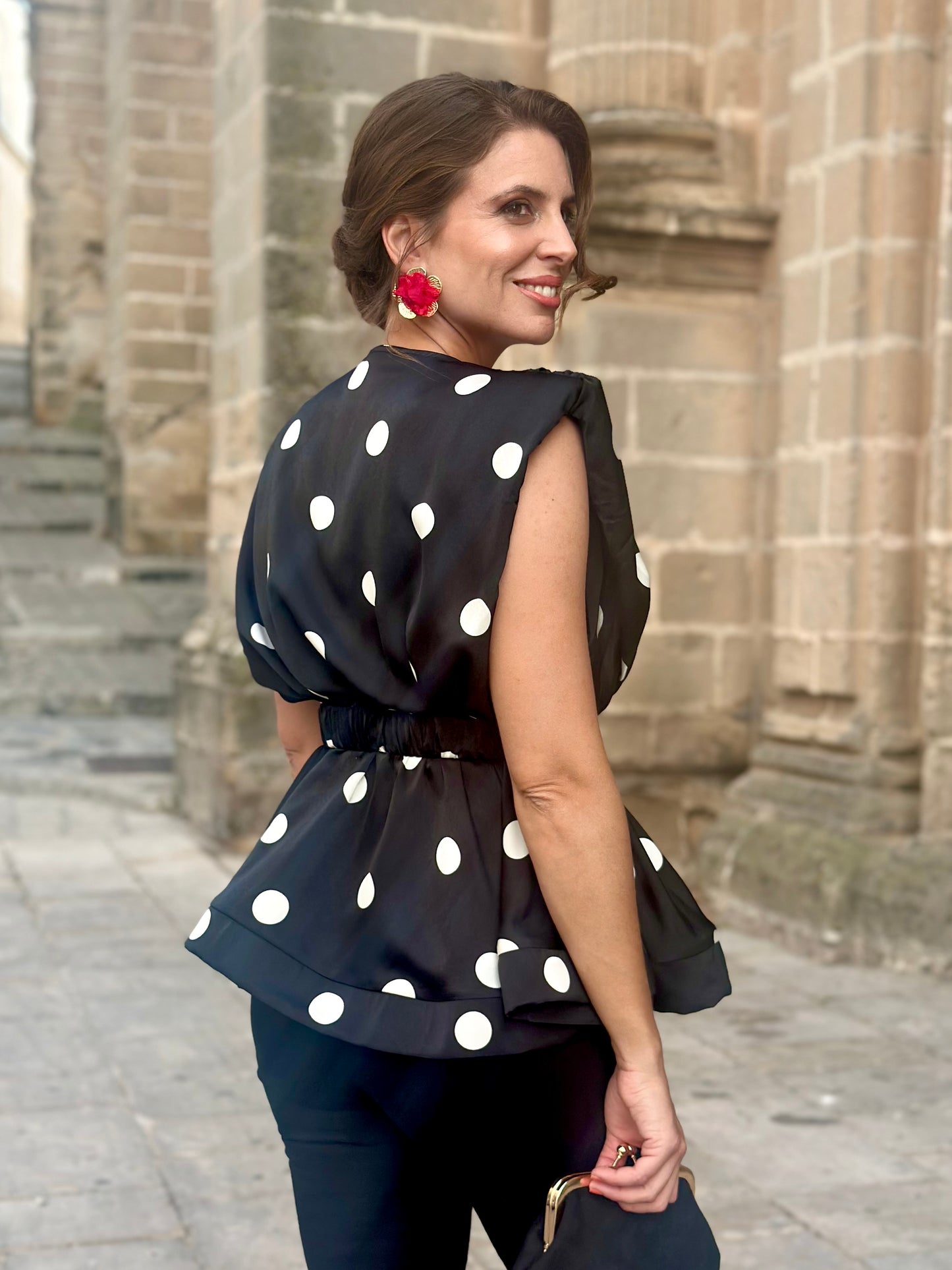Blusa Lunares Negra