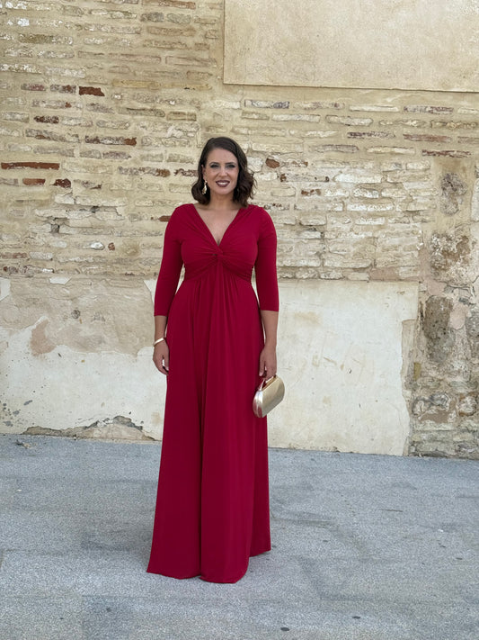 Vestido Zafira Manga Rojo Sangre