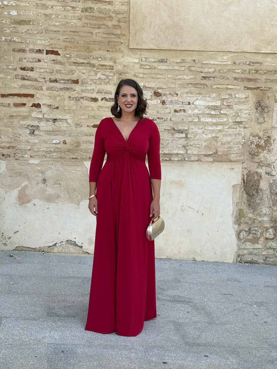 Vestido Zafira Manga Rojo Sangre