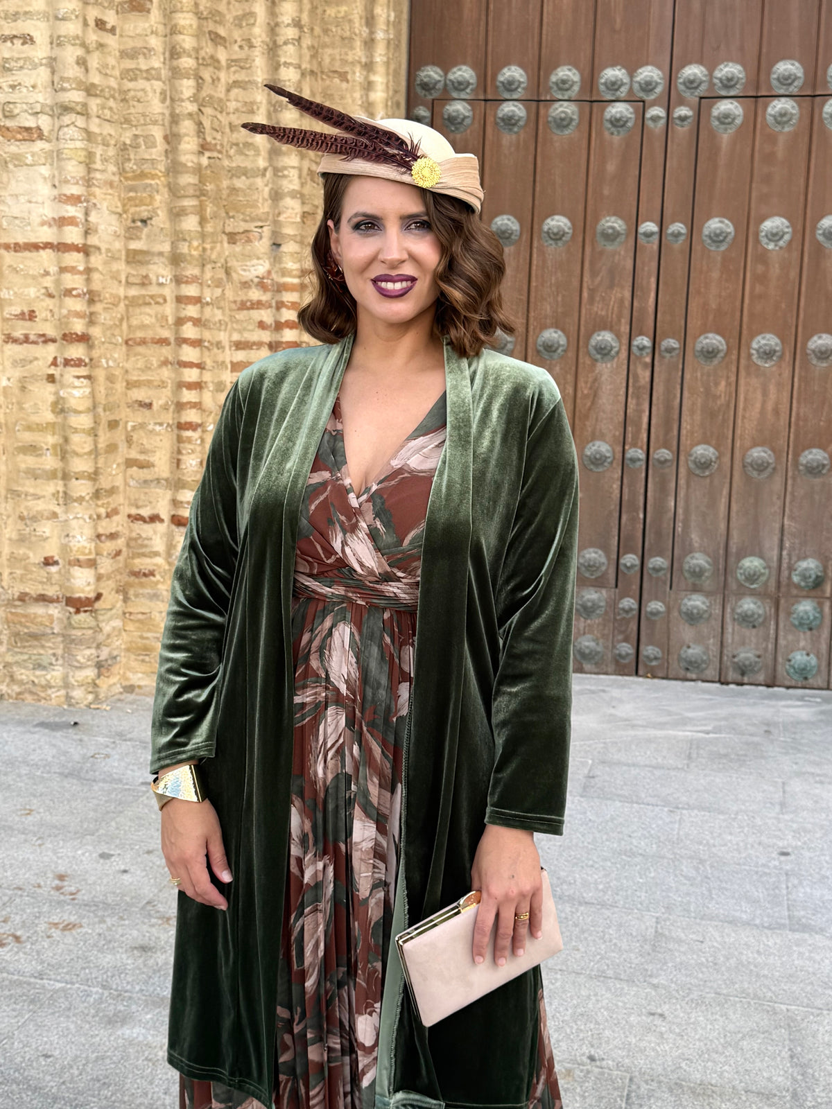 Kimono de Terciopelo Verde Kaki