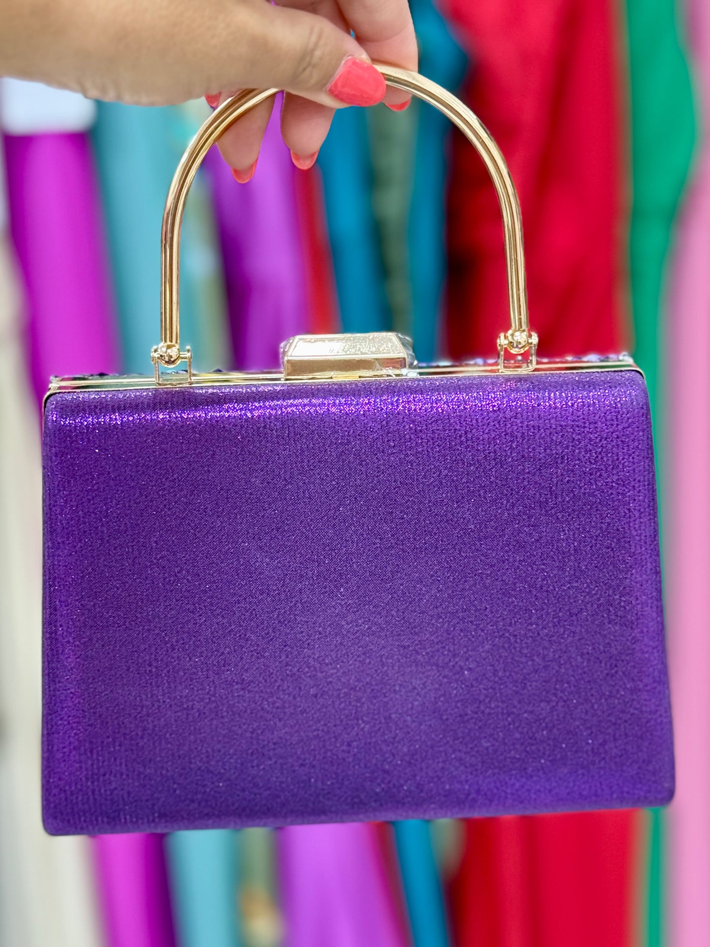 Bolso Piedras Morado Asa