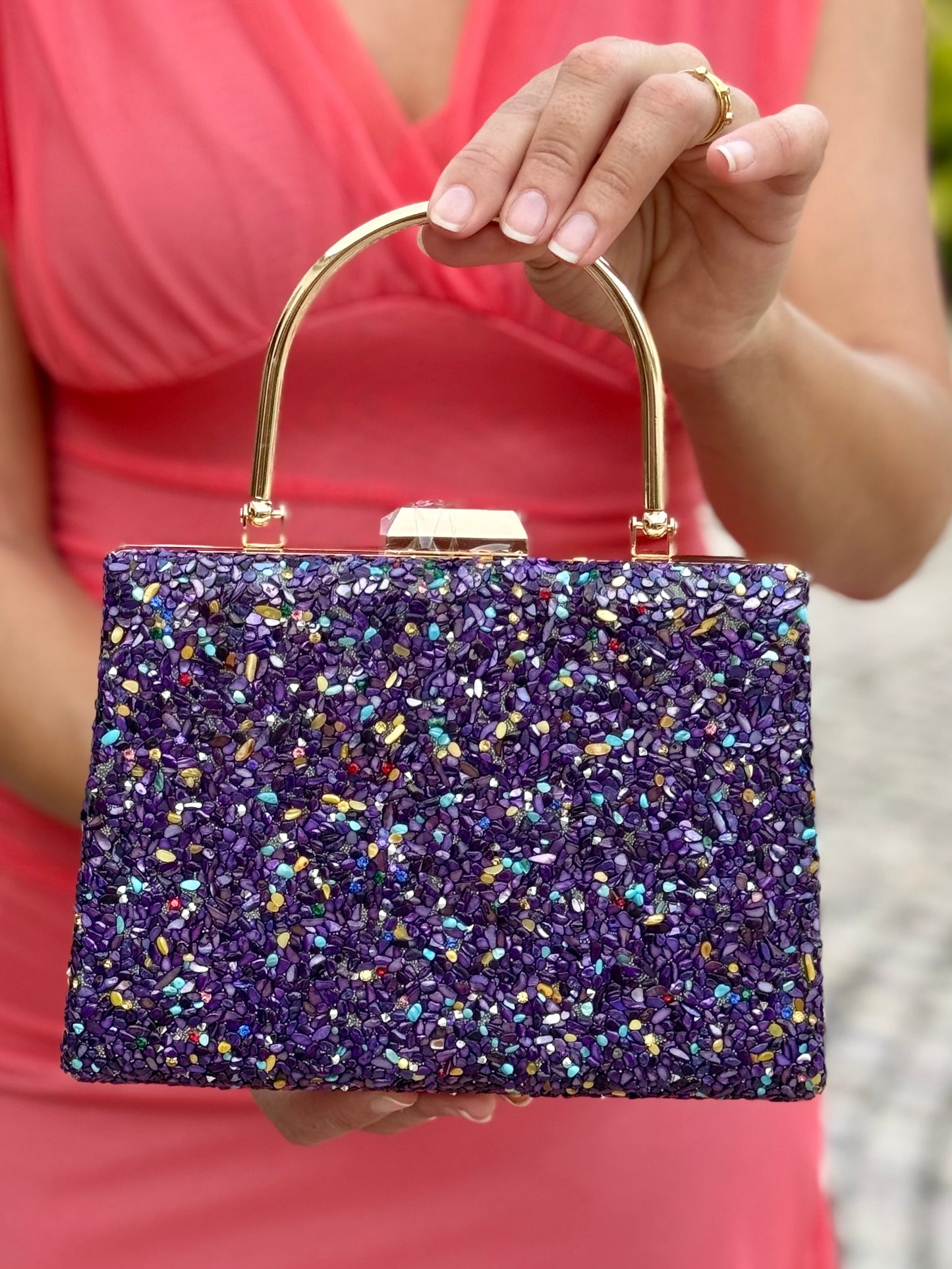 Bolso Piedras Morado Asa